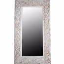 Mirror With Rattan Frame, White-Wall Mirrors-White-Rattan-JadeMoghul Inc.