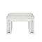 Mirrored Rectangular Wooden Vanity Stool With Padded Seat, Ivory And Silver-Accent Stools-Ivory And Silver-Mirror Glass Faux Crystals Polyurethane & Wood-JadeMoghul Inc.