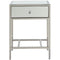 Mirrored Wooden End Table with Metal Framework, Silver-Side and End Tables-Silver-Wood Mirror and Metal-JadeMoghul Inc.