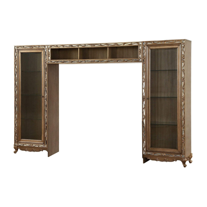 Mirrors Antique Mirror - 17" X 128" X 80" Antique Gold Wood Glass Mirror Entertainment Center HomeRoots