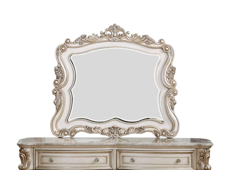 Mirrors Antique Mirror - 2" X 50" X 44" Antique White Wood Mirror HomeRoots