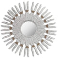 Mirrors Antique Mirror - 38" x 1" x 38" Antique White, Straw - Sun Mirror HomeRoots