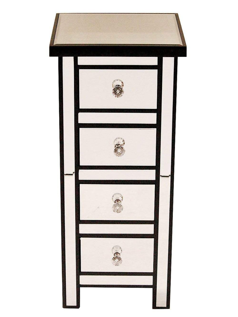 Mirrors Black Mirror - 13'.78" X 13'.78" X 31'.5" Black MDF, Wood, Mirrored Glass Jewelry Cabinet with Mirrored Glass Drawers HomeRoots