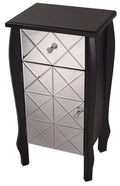 Mirrors Black Mirror - 17'.3" X 13" X 32'.7" Black MDF, Wood, Mirrored Glass Accent Cabinet with Beveled Mirrored Drawer and Door HomeRoots
