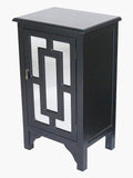 Mirrors Black Mirror - 18" X 13" X 30" Black MDF, Wood, Mirrored Glass Accent Cabinet with a Door and Mirror Inserts HomeRoots