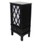 Mirrors Black Mirror - 18" X 13" X 36" Black MDF, Wood, Mirrored Glass Accent Cabinet with a Door and Drawer & Lattice Inserts HomeRoots
