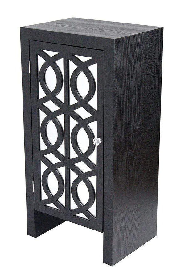 Mirrors Black Mirror - 18" X 13" X 36" Black MDF, Wood, Mirrored Glass Accent Cabinet with Mirrored Glass Door HomeRoots