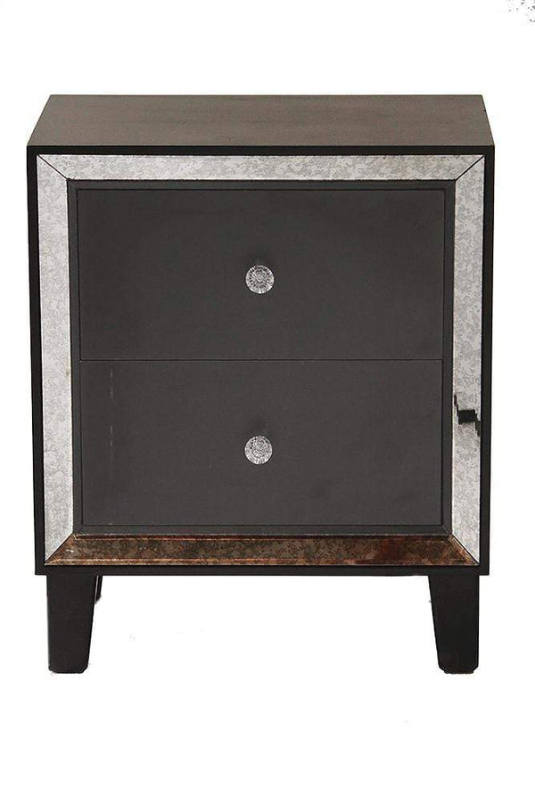 Mirrors Black Mirror - 19'.7" X 13" X 23'.5" Black MDF, Wood, Mirrored Glass Accent Cabinet with a Door and Mirrored Glass HomeRoots