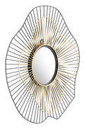 Mirrors Black Mirror - 22" x 2" x 22" Black & Gold, Iron, MDF, Round Mirror HomeRoots