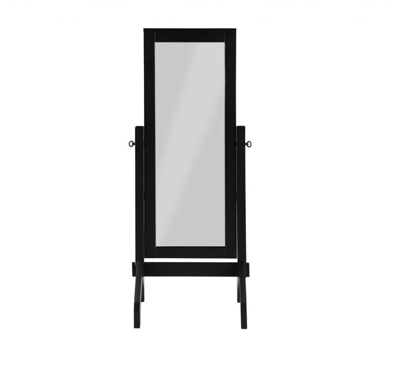 Mirrors Black Mirror - 22" X 22.5" X 59" Black Rubberwood Rectangle Mirror HomeRoots