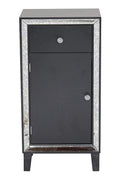 Mirrors Black Mirror - 23" X 20'.5" X 41'.5" Black MDF, Wood, Mirrored Glass Accent Cabinet with a Drawer and a Mirrored Door HomeRoots