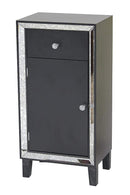 Mirrors Black Mirror - 23" X 20'.5" X 41'.5" Black MDF, Wood, Mirrored Glass Accent Cabinet with a Drawer and a Mirrored Door HomeRoots
