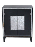 Mirrors Black Mirror - 27'.5" X 13" X 32'.7" Black MDF, Wood, Mirrored Glass Sideboard with Doors HomeRoots