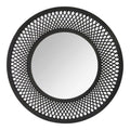 Mirrors Black Mirror - 38" X 1" X 38" Black Bamboo Wood Glass Rattan Mirror HomeRoots