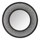 Mirrors Black Mirror - 38" X 1" X 38" Black Bamboo Wood Glass Rattan Mirror HomeRoots