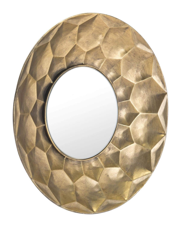 Mirrors Circle Mirror - 14.6" x 2.4" x 14.6" Gold, Steel & Mirror, Round Mirror Gold HomeRoots