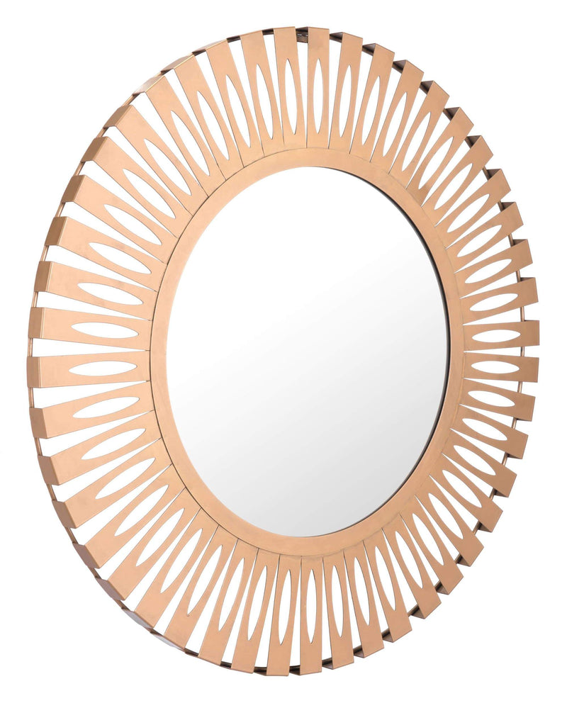 Mirrors Circle Mirror - 27.4" x 1.2" x 27.4" Gold, Steel, Mirror & MDF, Round Mirror HomeRoots