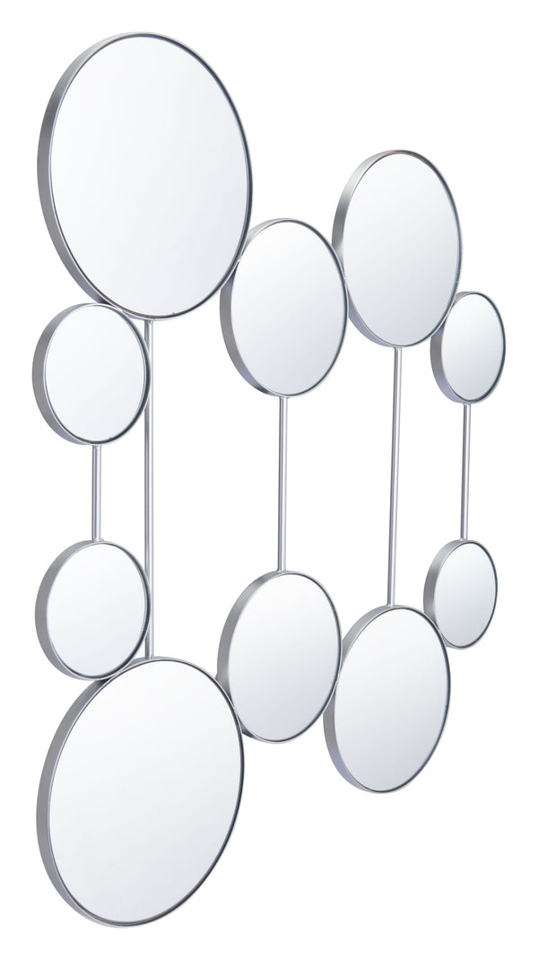 Mirrors Circle Mirror - 34.8" x 0.8" x 41.1" Silver, Steel, Mirror & MDF, Round Mirrors HomeRoots