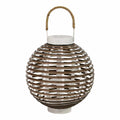 Mirrors Decorative Mirrors - 12.5" X 12.5" X 19.25" White Reddish Brown Bamboo Wood Rope Mirror HomeRoots