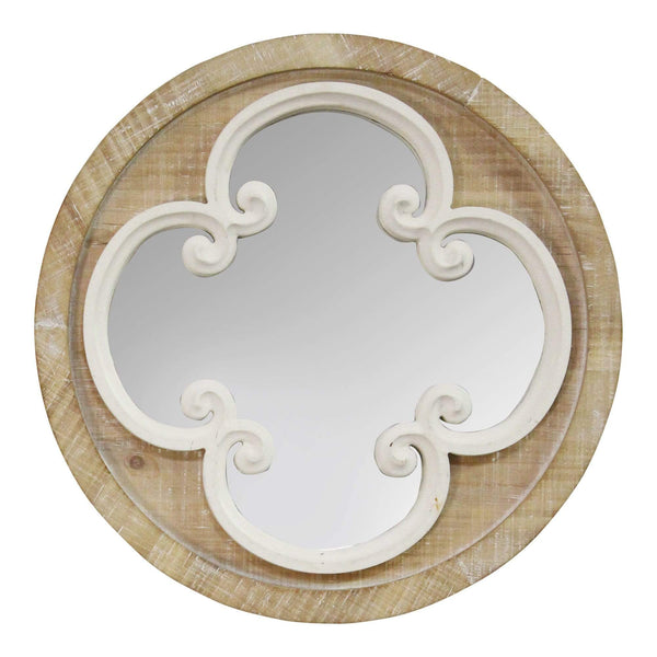 Mirrors Decorative Mirrors - 13.78" X 0.98" X 13.78" Natural Wood White Mdf Wood Veneer Mirror Mdf Wall Mirror HomeRoots