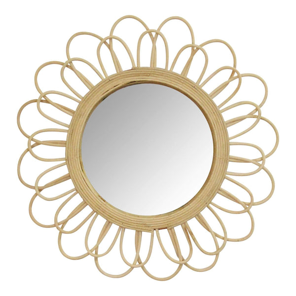 Mirrors Decorative Mirrors - 18.25" X 1" X 18.25" Natural Rattan Mdf Mirror Wall Mirror HomeRoots