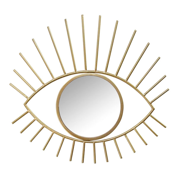 Mirrors Decorative Mirrors - 23.43" X 0.59" X 21.65" Gold Metal Glass Mdf Wall Mirror HomeRoots