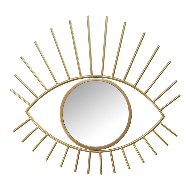 Mirrors Decorative Mirrors - 23.43" X 0.59" X 21.65" Gold Metal Glass Mdf Wall Mirror HomeRoots