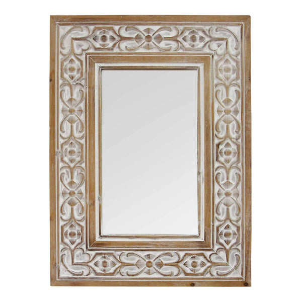 Mirrors Decorative Mirrors - 23.5" X 1" X 31.5" Natural Wood White Wood Mdf Mirror Wall Mirror HomeRoots