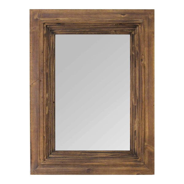Mirrors Decorative Mirrors - 23.5" X 2" X 31.5" Cherry Wood Glass Mdf Fir Wood Detail Mirror HomeRoots