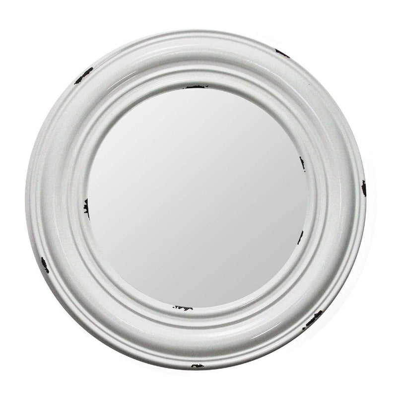 Mirrors Decorative Mirrors - 24.75" X 2.5" X 24.75" White Metal Mirror Mdf Mirror HomeRoots