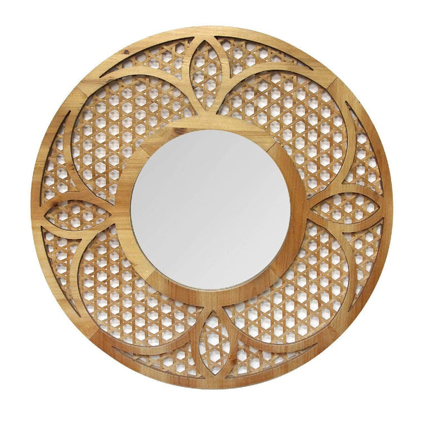Mirrors Decorative Mirrors - 28" X 1.25" X 28" Dark Honey Mdf Mirror Bamboo Lattice Mirror HomeRoots