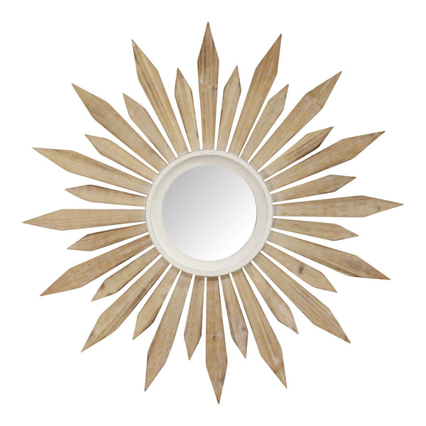 Mirrors Decorative Mirrors - 30" X 0.79" X 30" Natural Wood White Fir Wood Mirror Mdf Wall Mirror HomeRoots