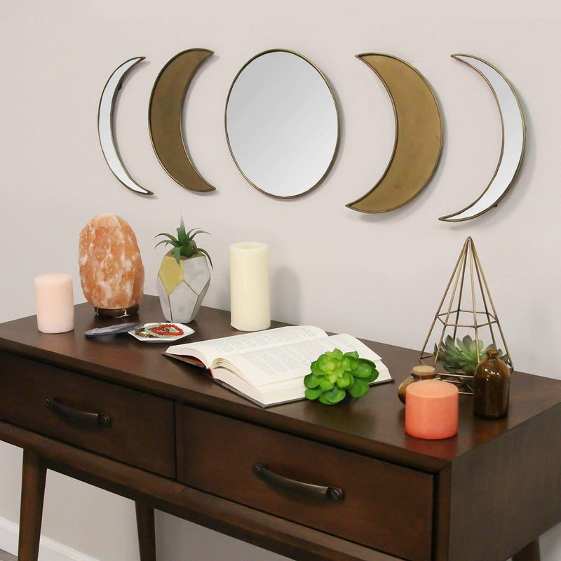 Mirrors Decorative Mirrors - 5.5" X 0.5" X 10" Antique Gold Metal Glass Wall Mirror HomeRoots