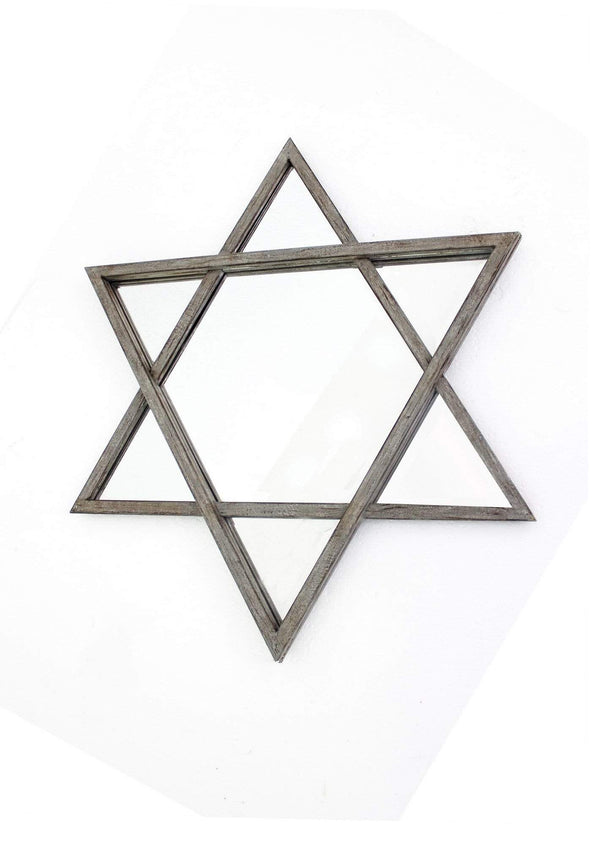 Mirrors Full Length Mirror - 26" x 30" x 2" Silver, Rustic, Hexagram Wooden - Cosmetic Mirror HomeRoots