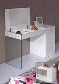 Mirrors Full Length Mirror - 27" White Glass Floating Vanity with a Mirror HomeRoots