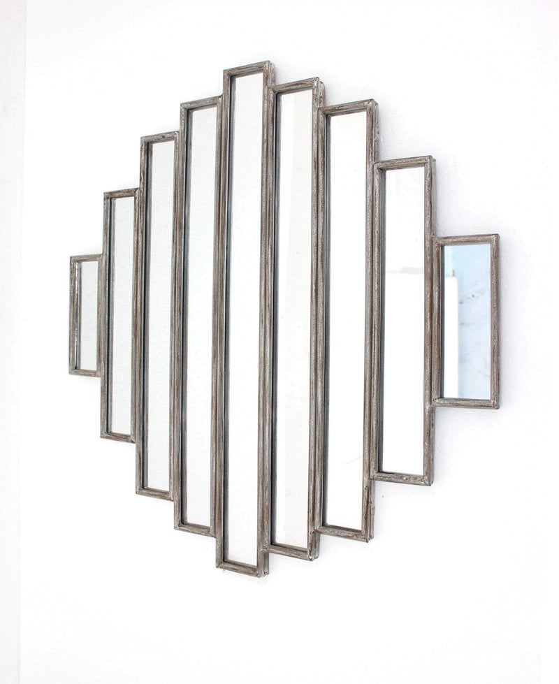 Mirrors Full Length Mirror - 36" x 36" x 2" Silver, Rustic, Multi Mirrored -Wall Sculpture HomeRoots