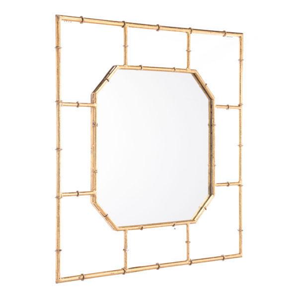 Mirrors Gold Mirror - 26.2" X 1" X 26.2" Gold Bamboo Square Mirror HomeRoots