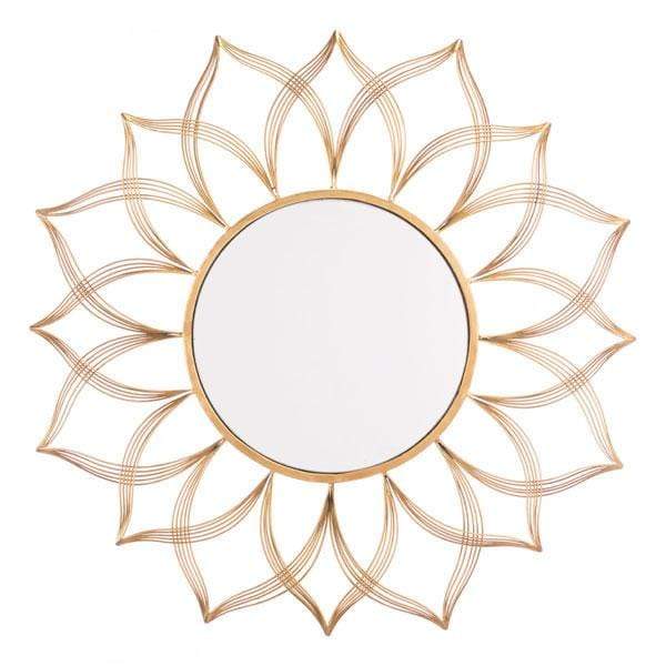 Mirrors Gold Mirror - 27.6" X 0.8" X 27.6" Gold Flower Mirror HomeRoots