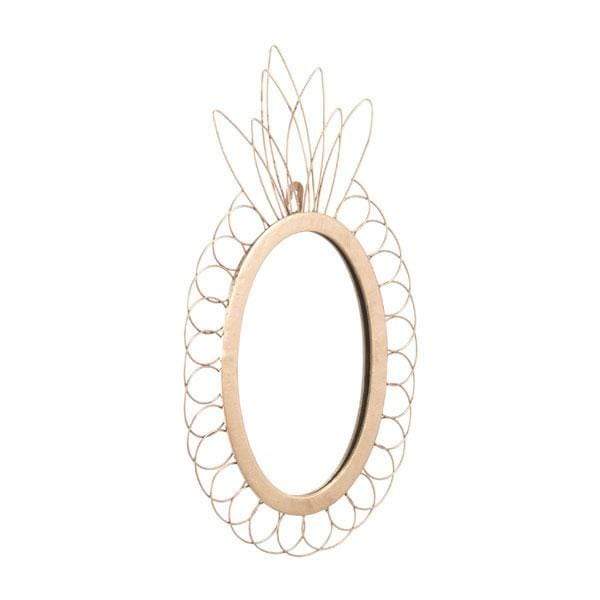 Mirrors Gold Mirror - 8.7" X 0.6" X 15.4" Whimsical Gold Pineapple Mirror HomeRoots