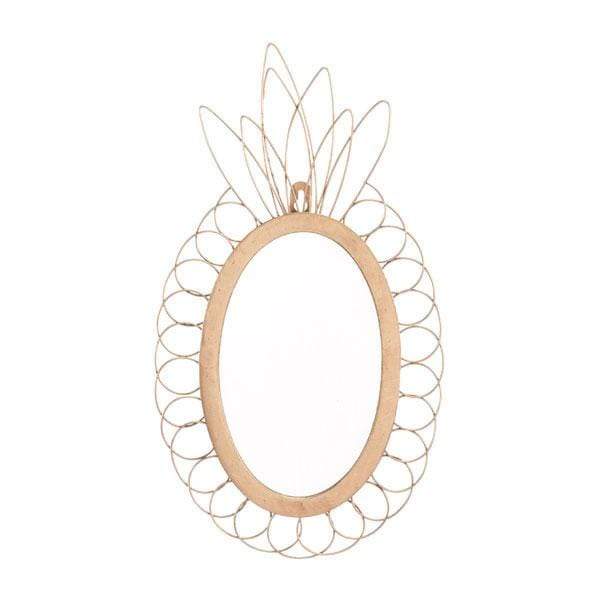 Mirrors Gold Mirror - 8.7" X 0.6" X 15.4" Whimsical Gold Pineapple Mirror HomeRoots