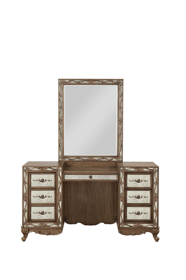 Mirrors Large Mirror - 18" X 58" X 32" Antique Gold Wood Mirror Vanity Desk HomeRoots