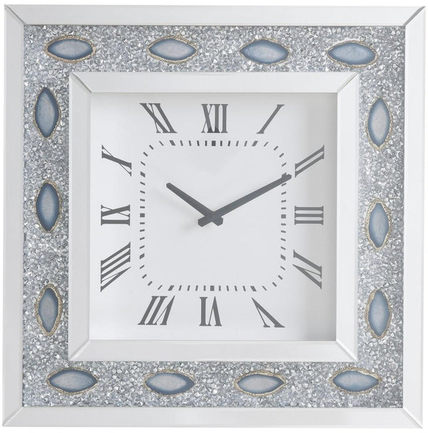 Mirrors Large Mirror - 20" X 2" X 20" Mirrored And Faux Agate Analog Wall Clock HomeRoots