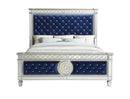 Mirrors Large Mirror - 68" X 90" X 72" Blue Velvet Wood Mirror Upholstered (HB/FB) Queen Bed HomeRoots