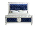Mirrors Large Mirror - 84" X 90" X 72" Blue Velvet Wood Mirror Upholstered (HB/FB) King Bed HomeRoots