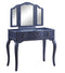 Mirrors Makeup Mirror - 18" X 36" X 52" Tan Fabric Blue Gray Wood Mirror Upholstered (Seat) Vanity Set HomeRoots