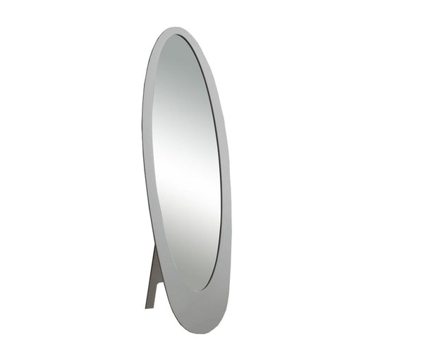 Mirrors Oval Mirror - 18'.5" x 18'.75" x 59" Grey, Oval Frame - Mirror HomeRoots
