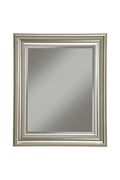 Mirrors Polystyrene Framed Wall Mirror With Beveled Glass, Champagne Silver Benzara