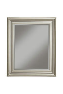 Mirrors Polystyrene Framed Wall Mirror With Beveled Glass, Champagne Silver Benzara