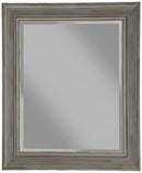 Mirrors Polystyrene Framed Wall Mirror With Sharp Edges, Antique Gray Benzara