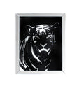 Mirrors Rectangular Mirror framed Tiger Wall Decor With Crystal Inlays, Black & Silver Benzara